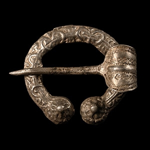 Viking Age Decorated Silver Penannular Brooch