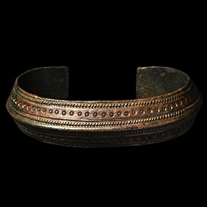 Viking Age Stamp-Decorated Bronze Bracelet