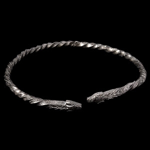 Viking Age Silver Twisted Bracelet with Animal Head Terminals