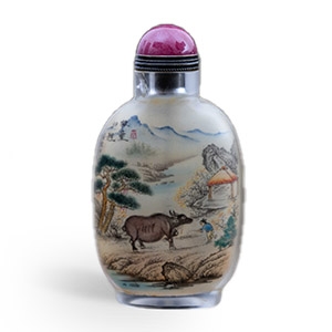 Chinese Glass Snuff Bottle, Signed Zhou Leyuan