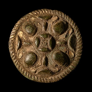 Viking Age Gilt Bronze Mount with Cross and Lobes