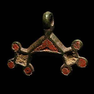 Iron Age Enamelled Bronze Horse Harness Pendant