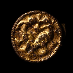 Viking Age Gilt Bronze Mount with Birds