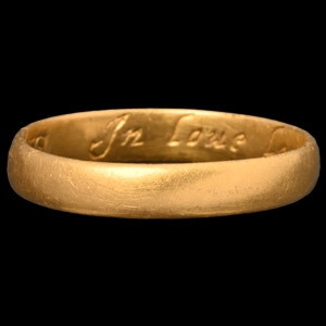 Large Post Medieval In Love Love Abide Till Death Divide Gold Posy Ring
