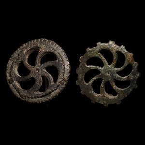 Roman Bronze Sun Whorl Brooch Group