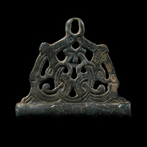 Large Viking Bronze Pendant with Entwined Dragons