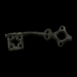 Viking Age Bronze Key with Quatrefoil-Shaped Handle