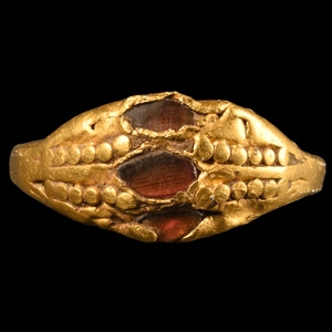 Merovingian Gold Filigree Ring with Garnets