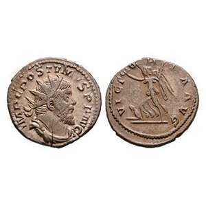Ancient Roman Imperial Coins - Postumus - Victory AR Antoninianus