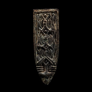 Viking Age Borre Style Bronze Strap End with Wolfs Head