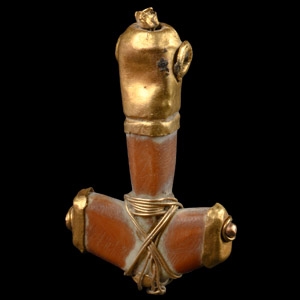 Viking Age Gold-Capped Bone Hammer Pendant