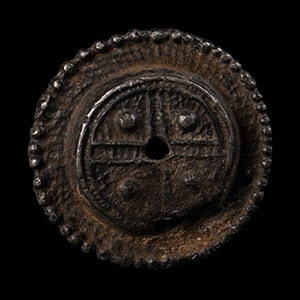 Medieval Pewter Pilgrims Badge with Voided Cross and Pellets