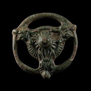 Viking Age Bronze Belt Strap Distributor with Beast-Heads