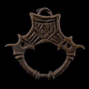 Viking Age Bronze Penannular Pendant with Dragons