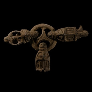 Viking Age Bronze Belt Strap Distributor with Beast-Head Attachments