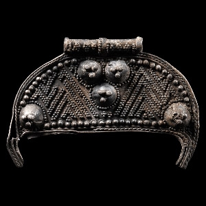 Large Viking Silver Filigree Lunate Pendant