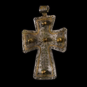Gold Inlaid Silver Stamped Cross Pendant