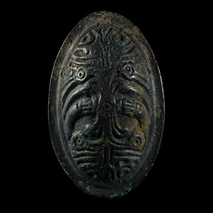 Viking Age Bronze Tortoise Brooch with Ravens