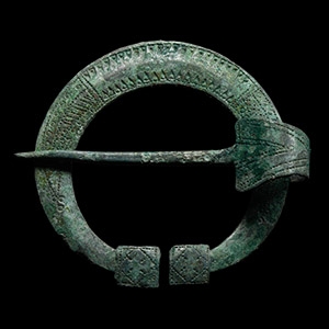 Viking Age Bronze Penannular Brooch with Stamped Decoration
