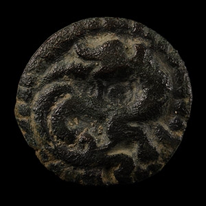 Viking Age Bronze Disc Brooch with Beast Facing Back