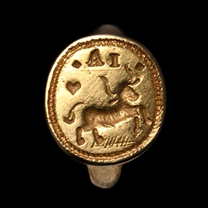 Georgian Gold Love Ring with Taurus and Heart for AI