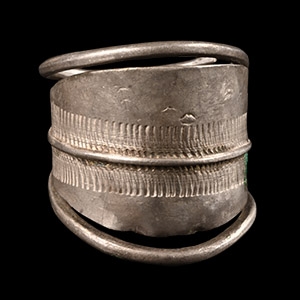 Viking Age Decorated Silver Coiled Ring