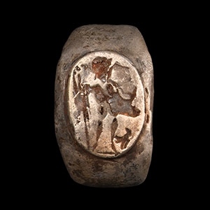 Roman Silver Ring with Iron Core and Mars Standing