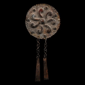 Viking Age Bronze Sun Wheel Plaque with Pendants