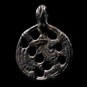 Viking Age Bronze Gripping Beast Pendant