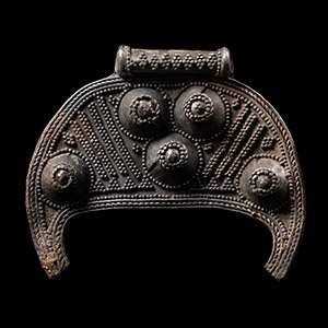 Large Viking Age Silver Filigree Lunate Pendant