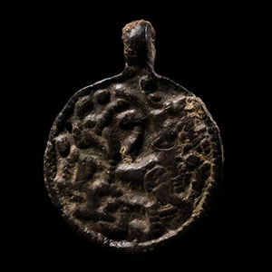 Large Viking Age Bronze Regardant Beast Pendant