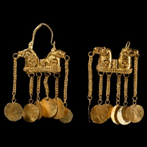 Eastern Greek Style Gold Horse Earrings