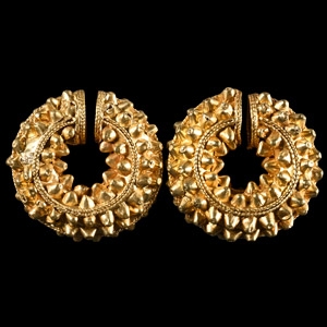 Etruscan Gold Leech Earring Pair