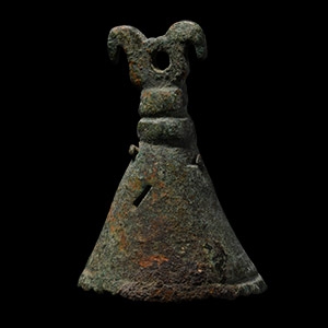 Viking Age Bronze Bell with Opposed Horse Heads