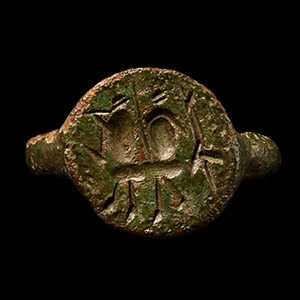 Viking Age Bronze Ring with Warriors with Shields and Spears