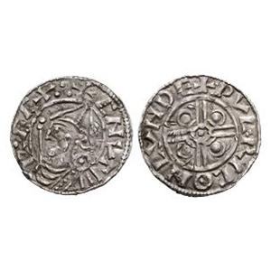 Anglo-Saxon Coins - Cnut - London / Wulfric - Pointed Helmet AR Penny