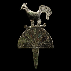 Roman Enamelled Bronze Cockerel Finial