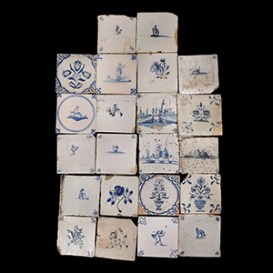 Post Medieval Dutch Glazed Ceramic Tile Group