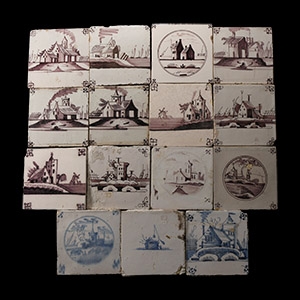 Post Medieval Dutch Glazed Ceramic Tile Group