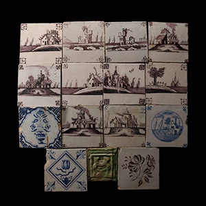 Post Medieval Dutch Glazed Ceramic Tile Group