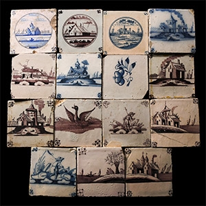 Post Medieval Dutch Glazed Ceramic Tile Group