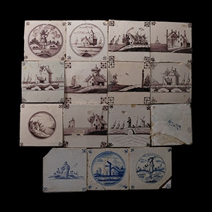 Post Medieval Dutch Glazed Ceramic Tile Group