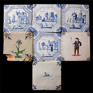 Post Medieval Dutch Glazed Ceramic Tile Group