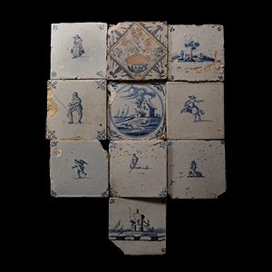 Post Medieval Dutch Glazed Ceramic Tile Group