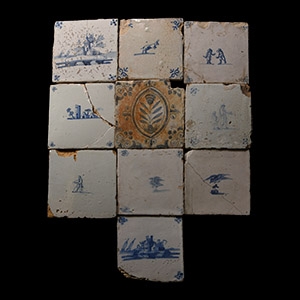 Post Medieval Dutch Glazed Ceramic Tile Group