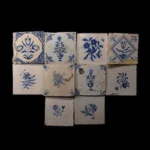 Post Medieval Dutch Glazed Ceramic Tile Group