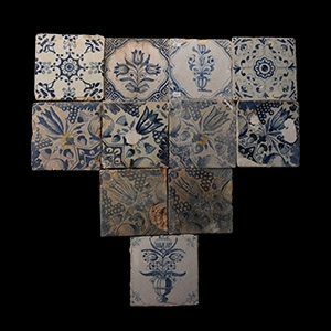 Post Medieval Dutch Glazed Ceramic Tile Group