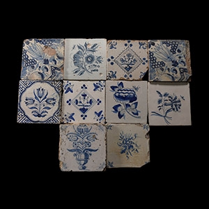 Post Medieval Dutch Glazed Ceramic Tile Group
