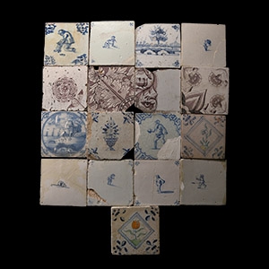 Post Medieval Dutch Glazed Ceramic Tile Group