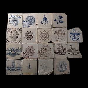 Post Medieval Dutch Glazed Ceramic Tile Group